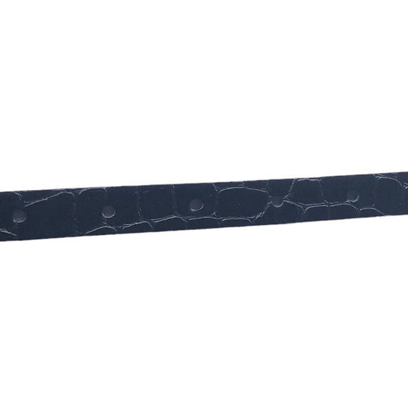 Vera Pelle Italy Black Patent Snakeskin Pattern Leather Belt Silver Tone Buckle - Picture 3 of 6